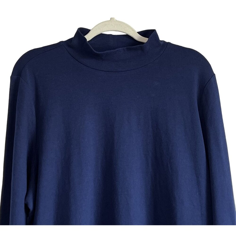St. Johns Bay Womens 2X Essential Mockneck Long Sleeve Shirt Cotton Navy New - Picture 2 of 6